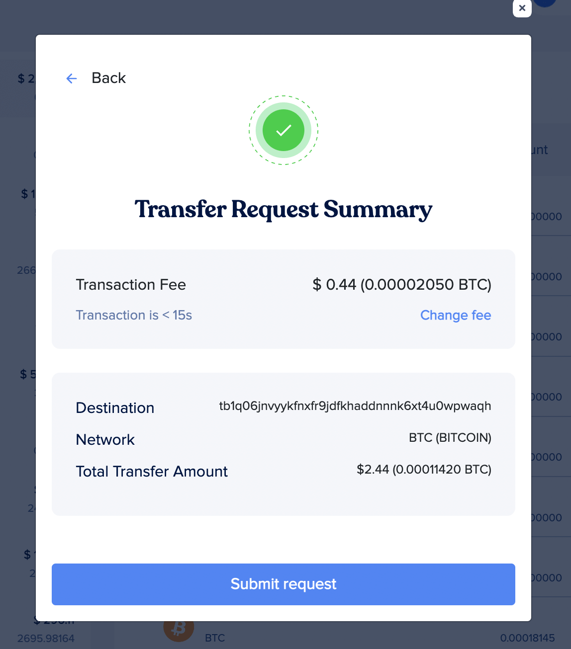 Send Transaction - Transaction Fees Notice
