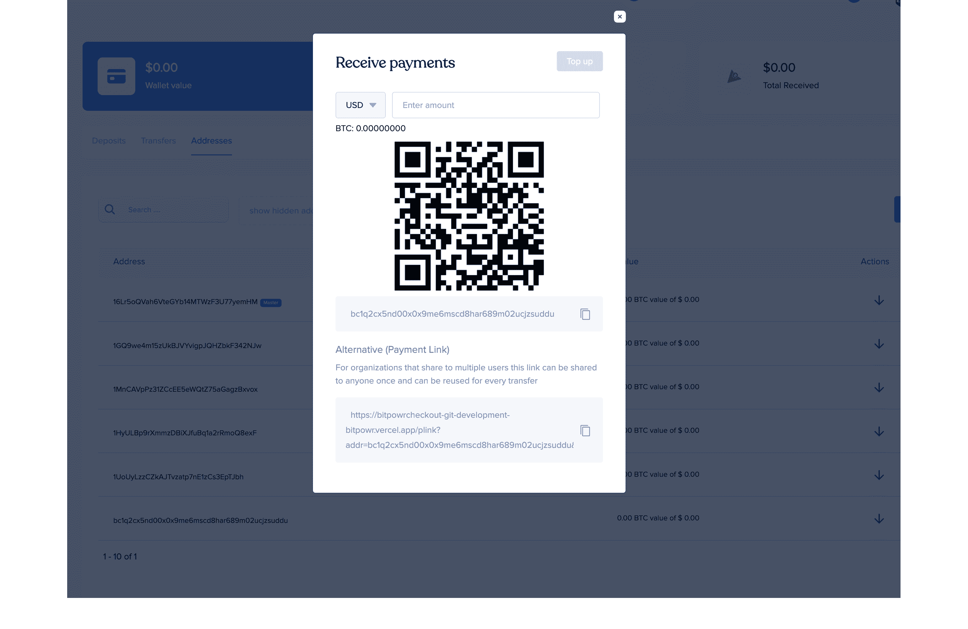 Bitpowr supports bech32, p2pkh and p2sh receiving addresses.
