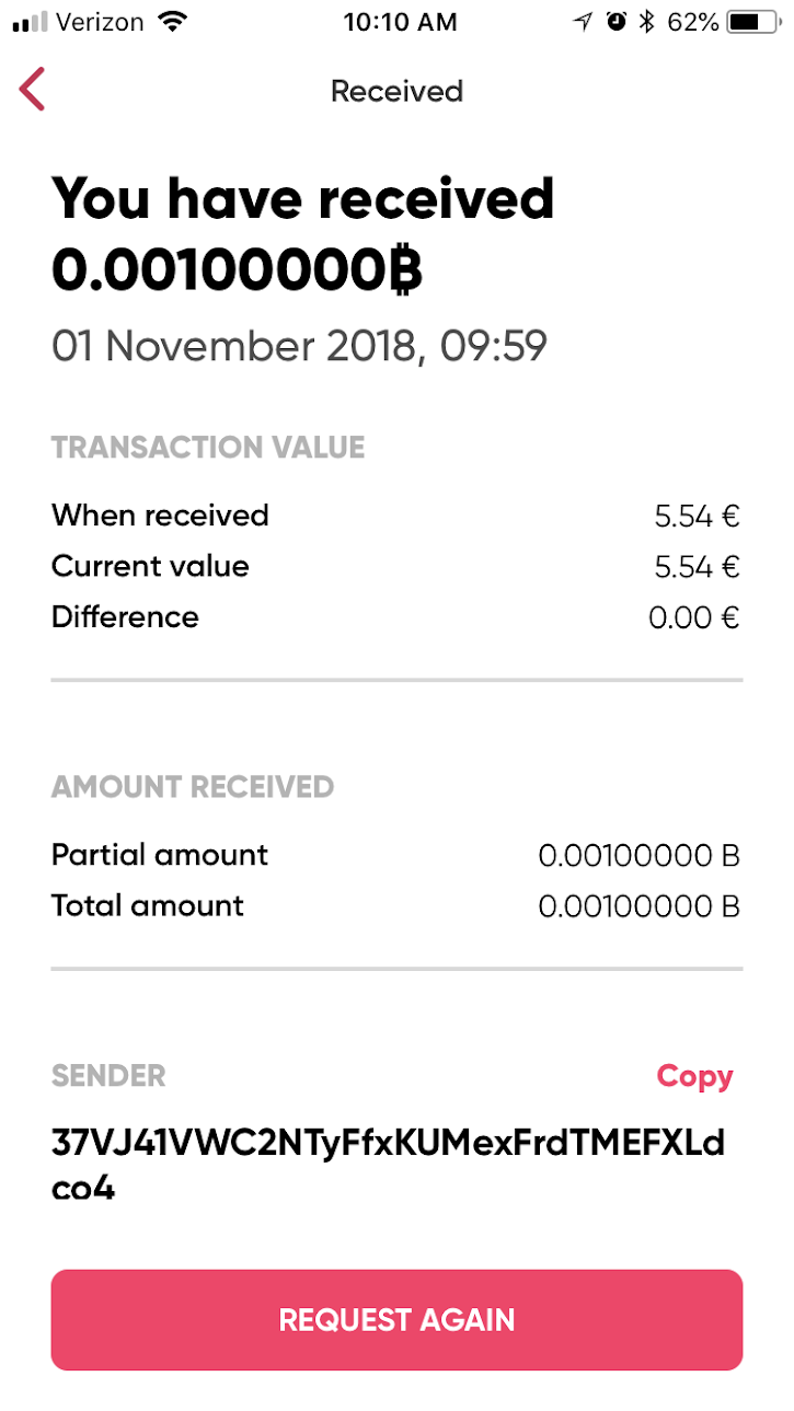 Receiving Bumped RBF Transaction - Additional transaction details available once transaction was confirmed.
